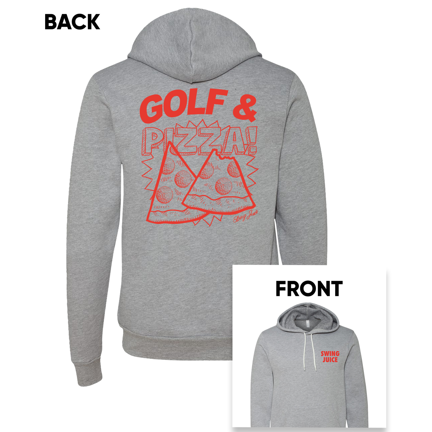 SwingJuice Golf & Pizza New Unisex Long Sleeve Hoodie-Grey