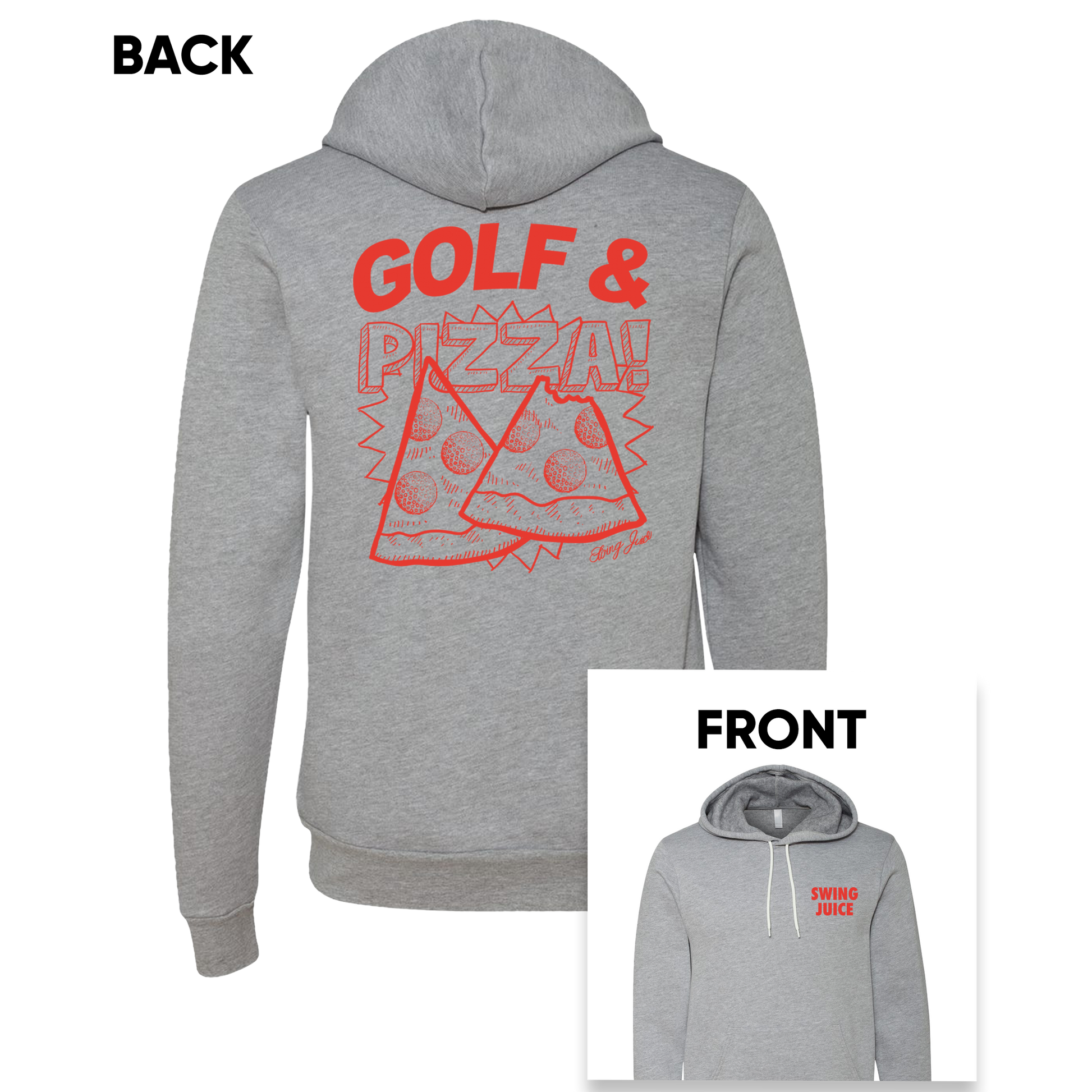 SwingJuice Golf & Pizza New Unisex Long Sleeve Hoodie-Grey