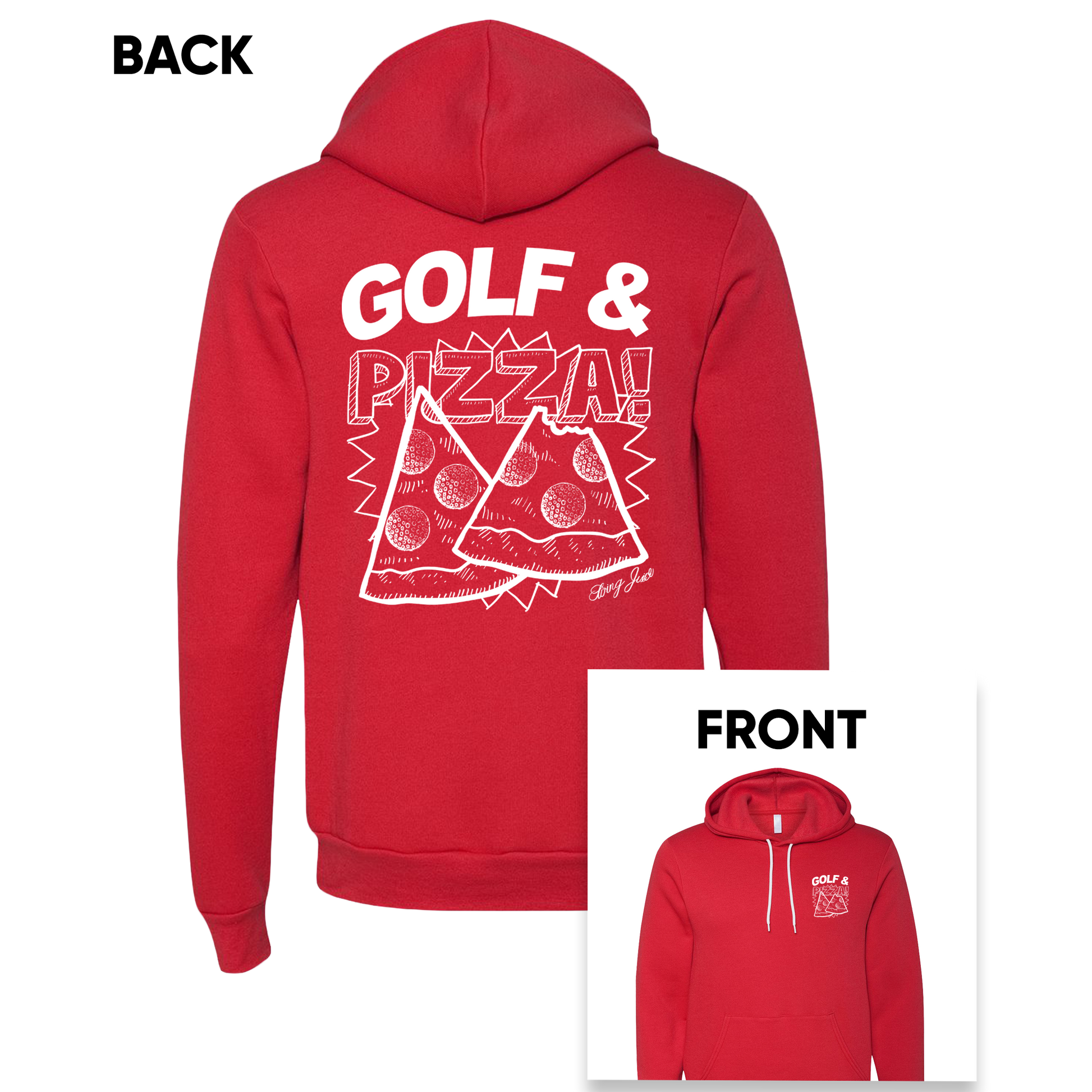 SwingJuice Golf & Pizza New Unisex Long Sleeve Hoodie-Red