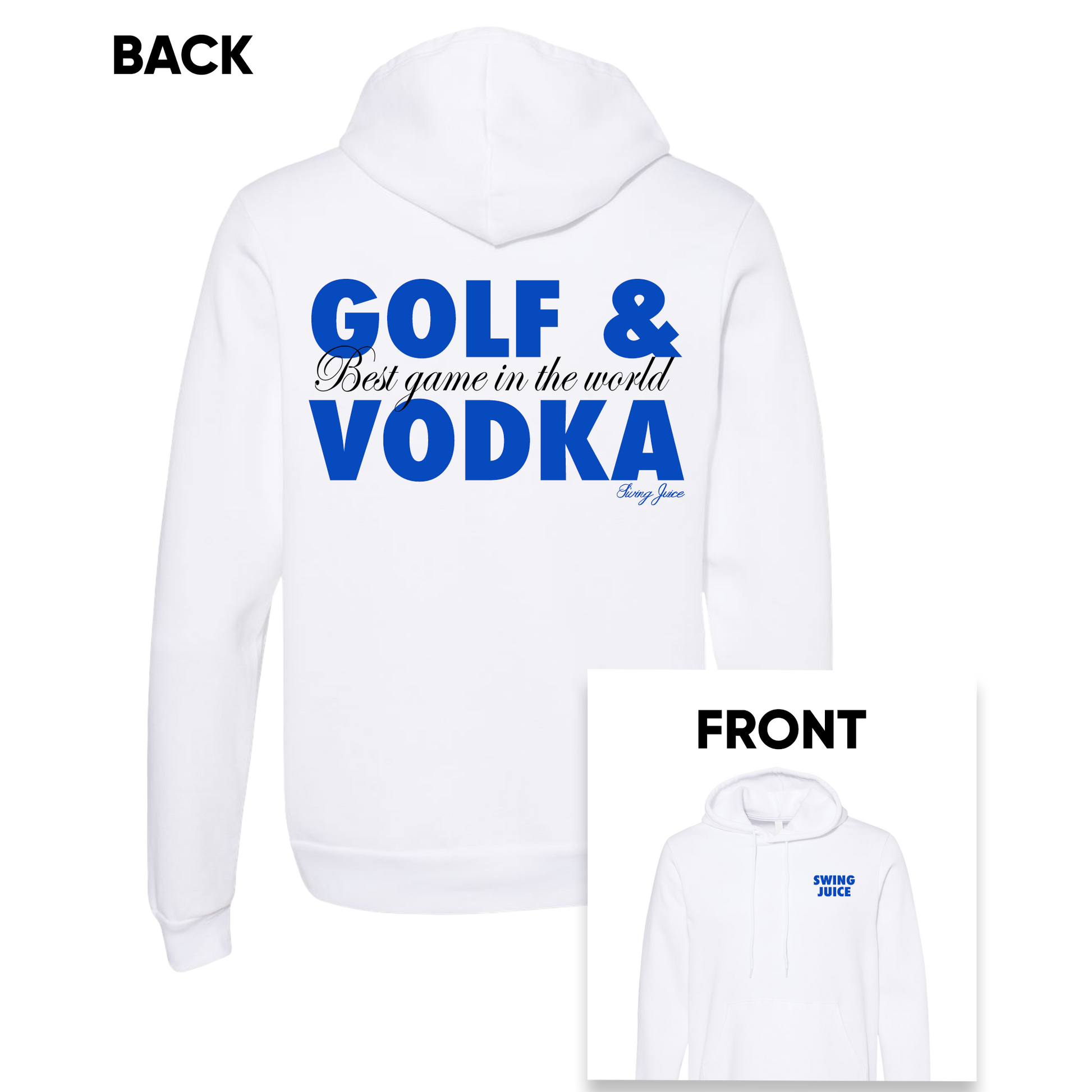 SwingJuice Golf & Vodka New Unisex Long Sleeve Hoodie-White