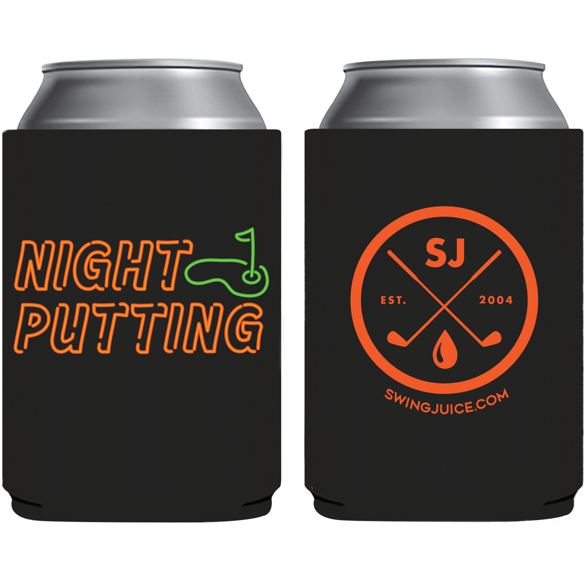 SwingJuice Golf Night Putting Koozie-Orange