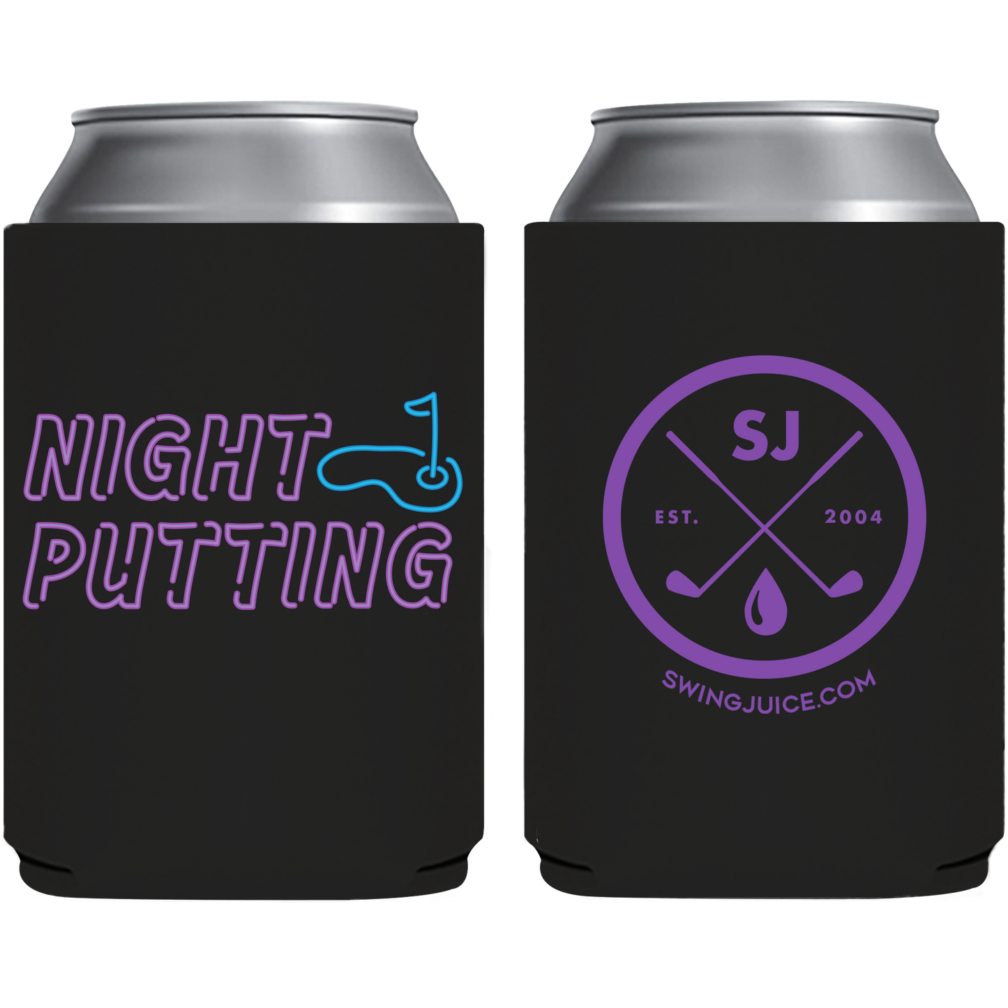 SwingJuice Golf Night Putting Koozie-Purple