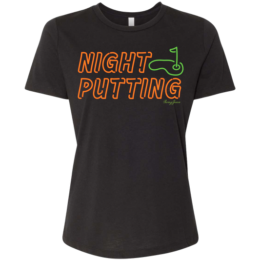 SwingJuice Golf Night Putting Women's Relaxed Fit Short Sleeve T-Shirt-Orange