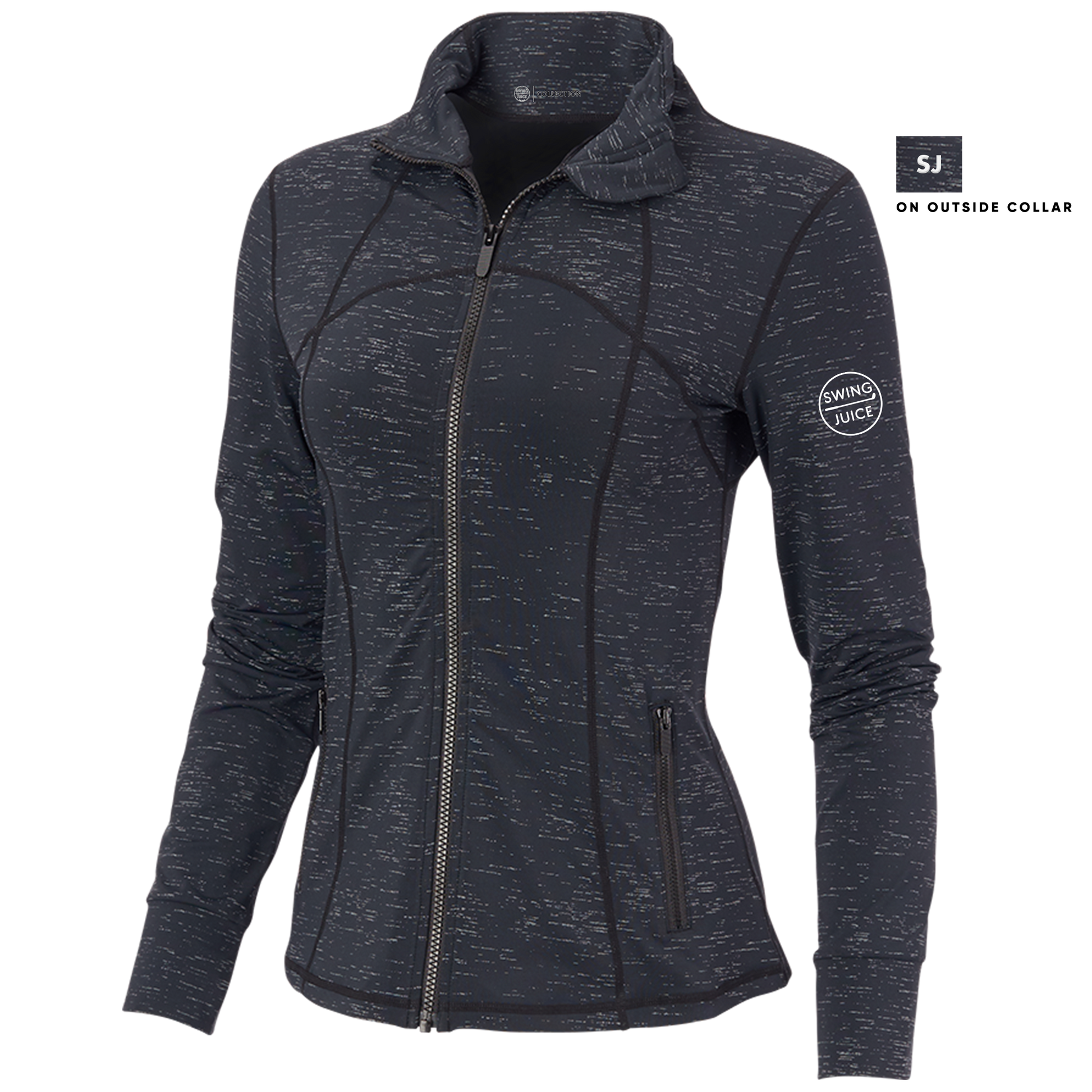 SwingJuice Golf Performance Women's Reflective Retro Full Zip Jacket-Black