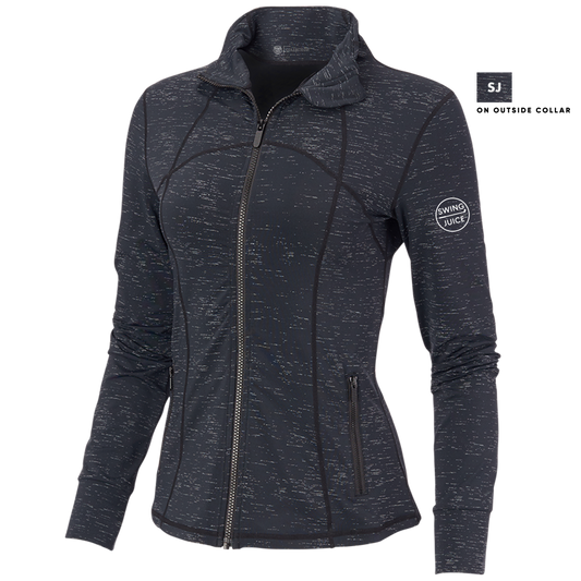 SwingJuice Golf Performance Women's Reflective Retro Full Zip Jacket-Black