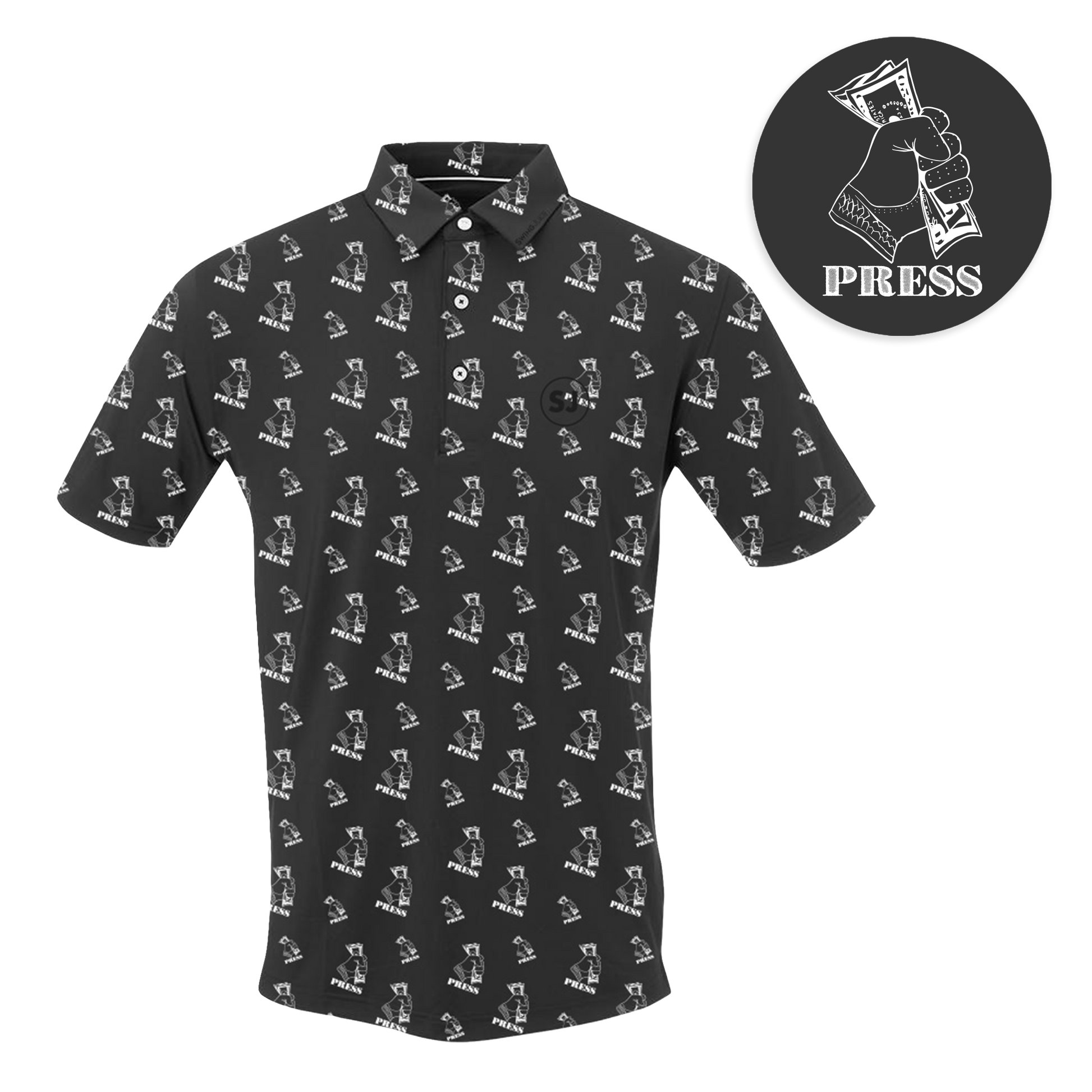 SwingJuice Golf Press Men's Performance Polo-Black