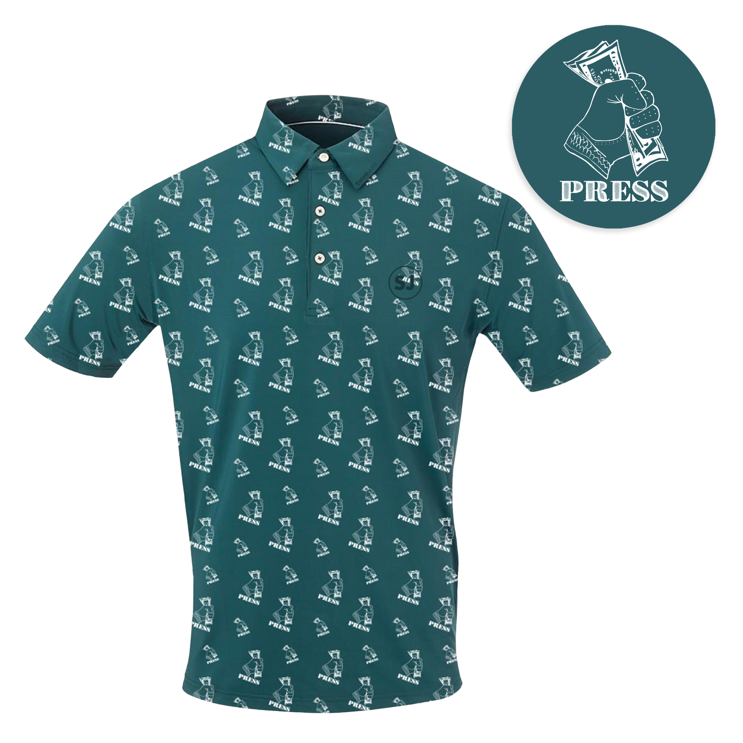 SwingJuice Golf Press Men's Performance Polo-Pine