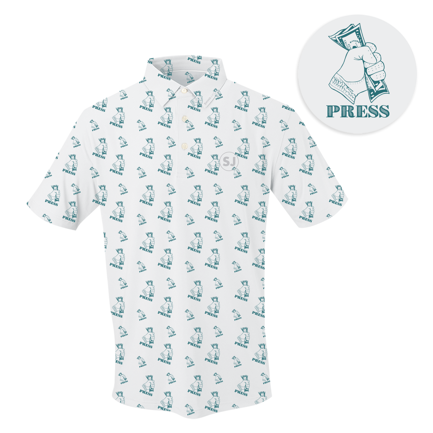 SwingJuice Golf Press Men's Performance Polo-White