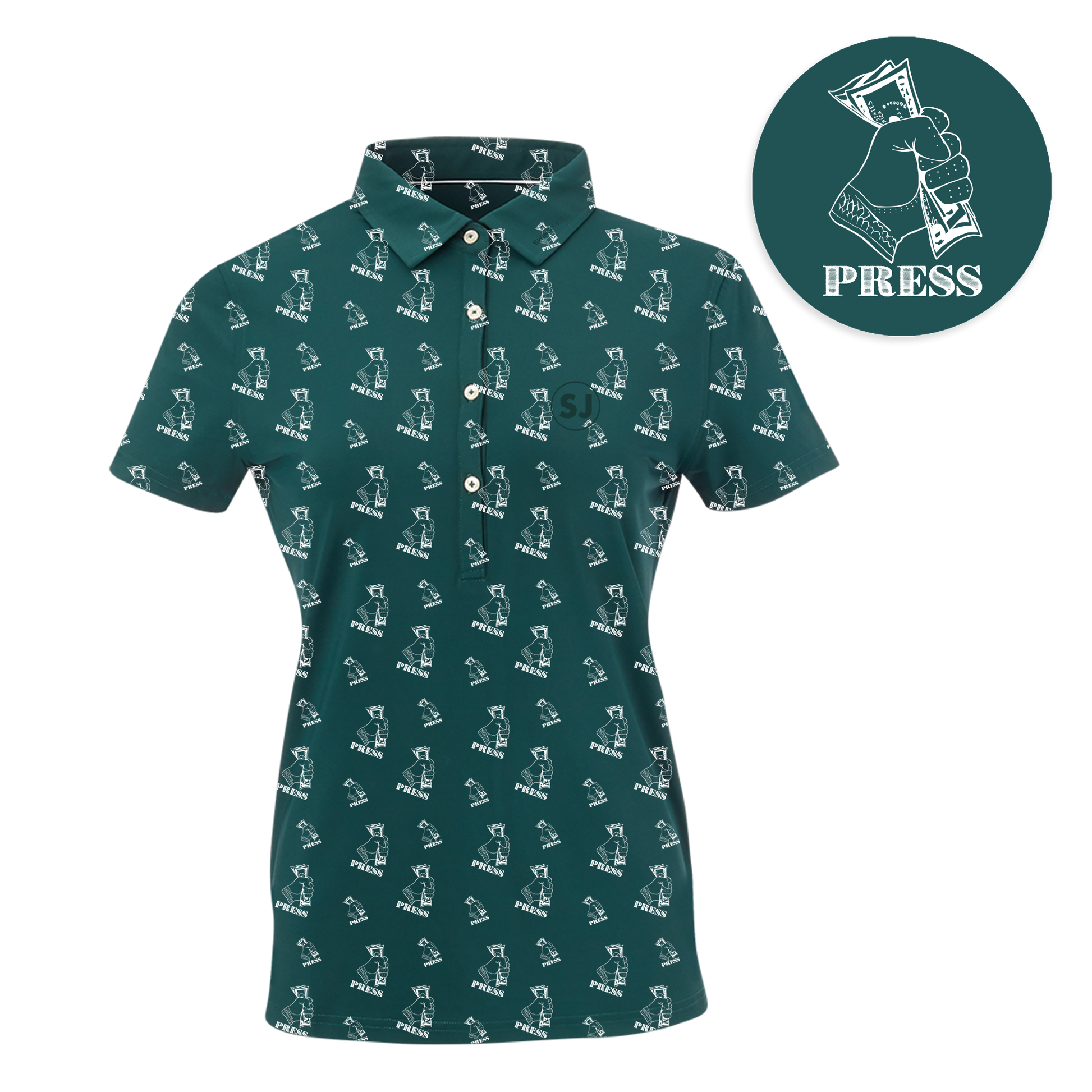 SwingJuice Golf Press Women's Performance Polo-Pine