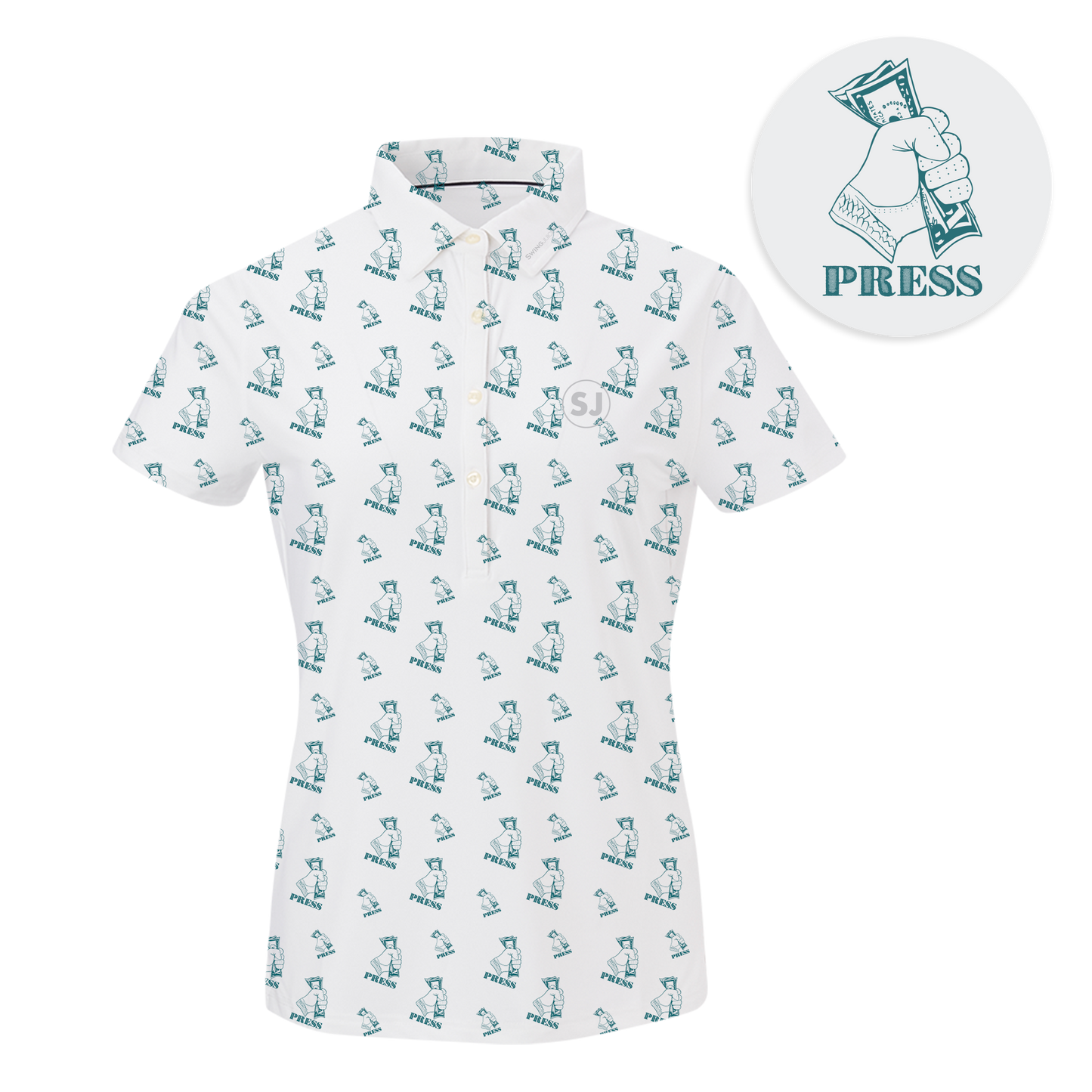 SwingJuice Golf Press Women's Performance Polo-White