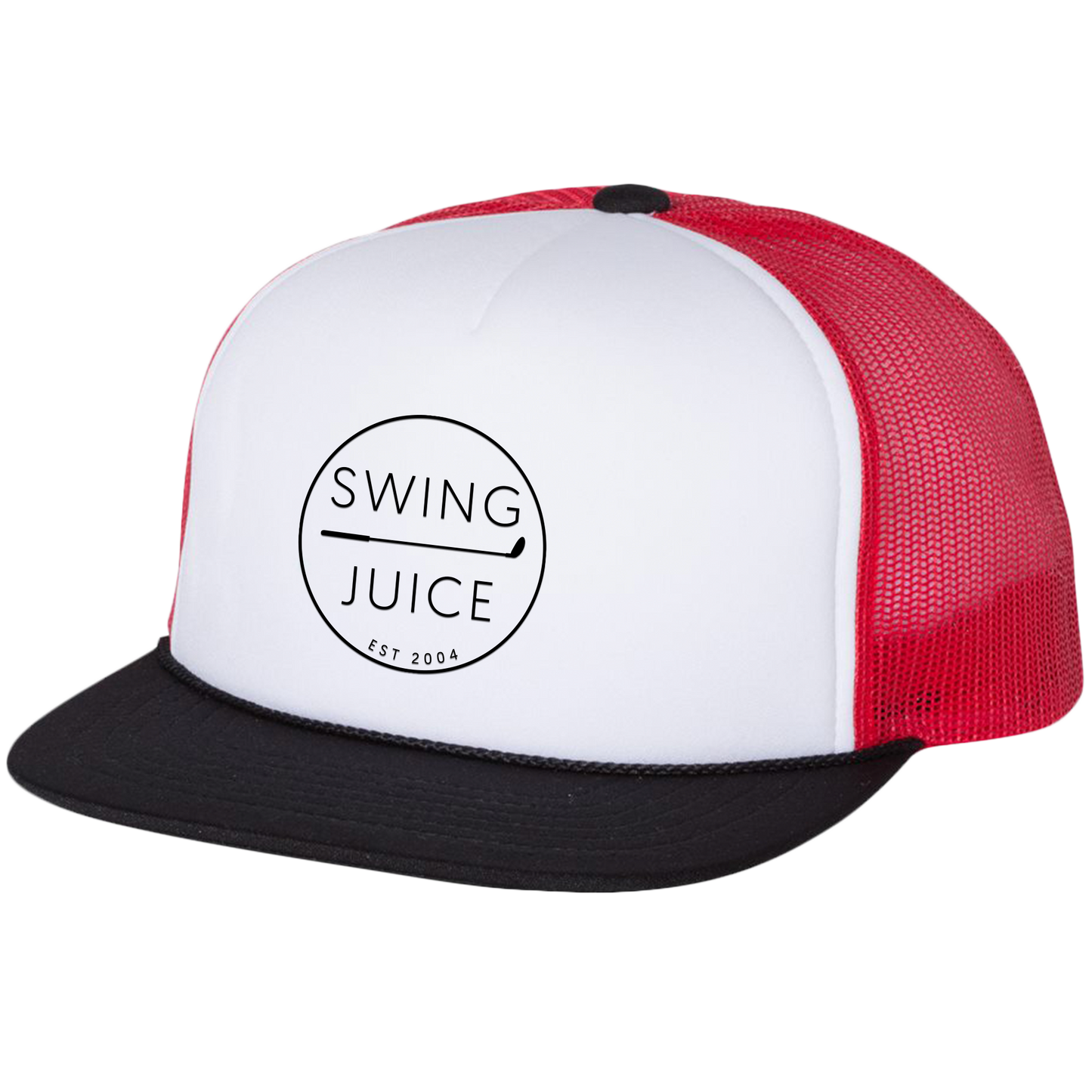 SwingJuice Golf Retro Foam Trucker Hat-White Red Black