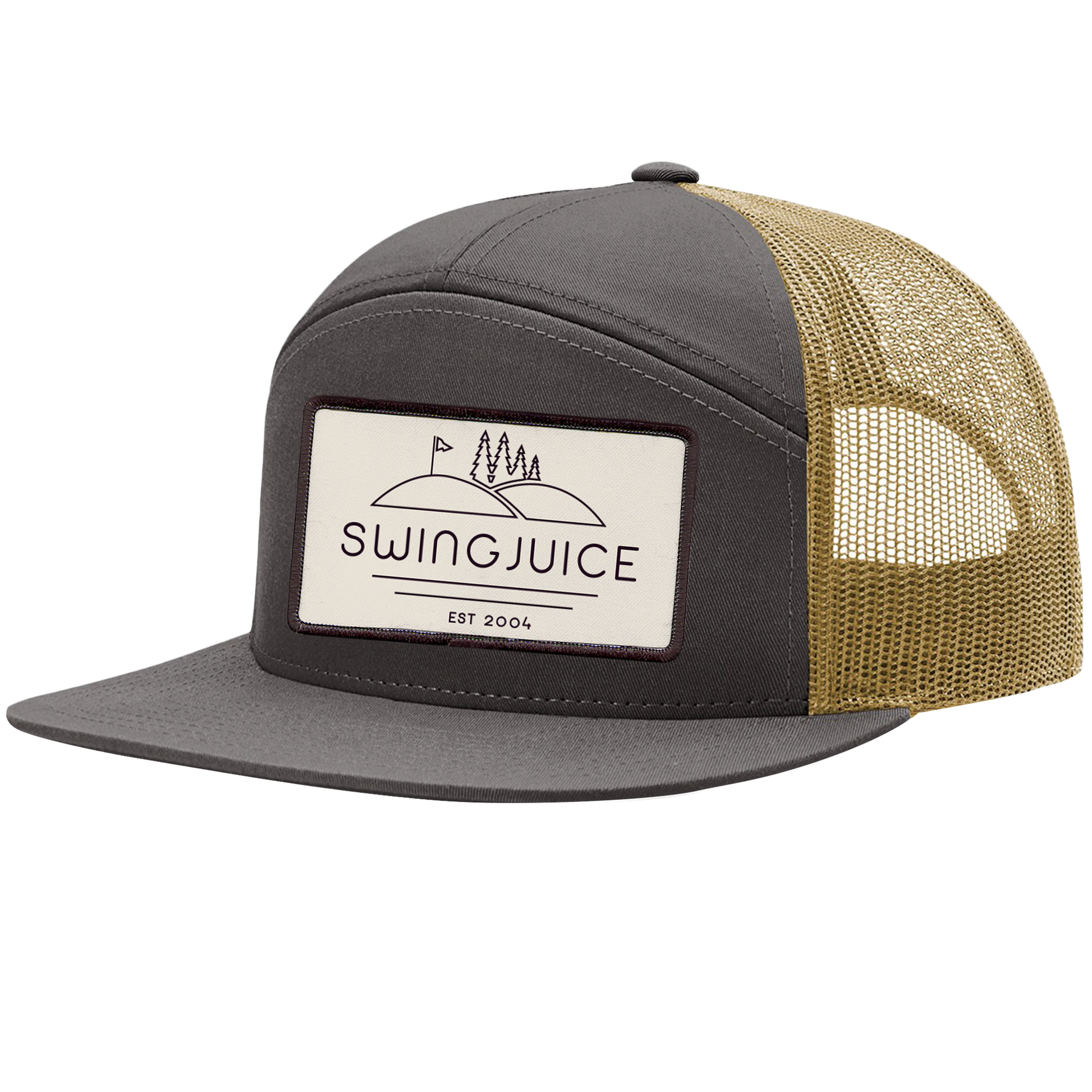 SwingJuice Golf SJ Woods Trucker Hat-Charcoal Gold