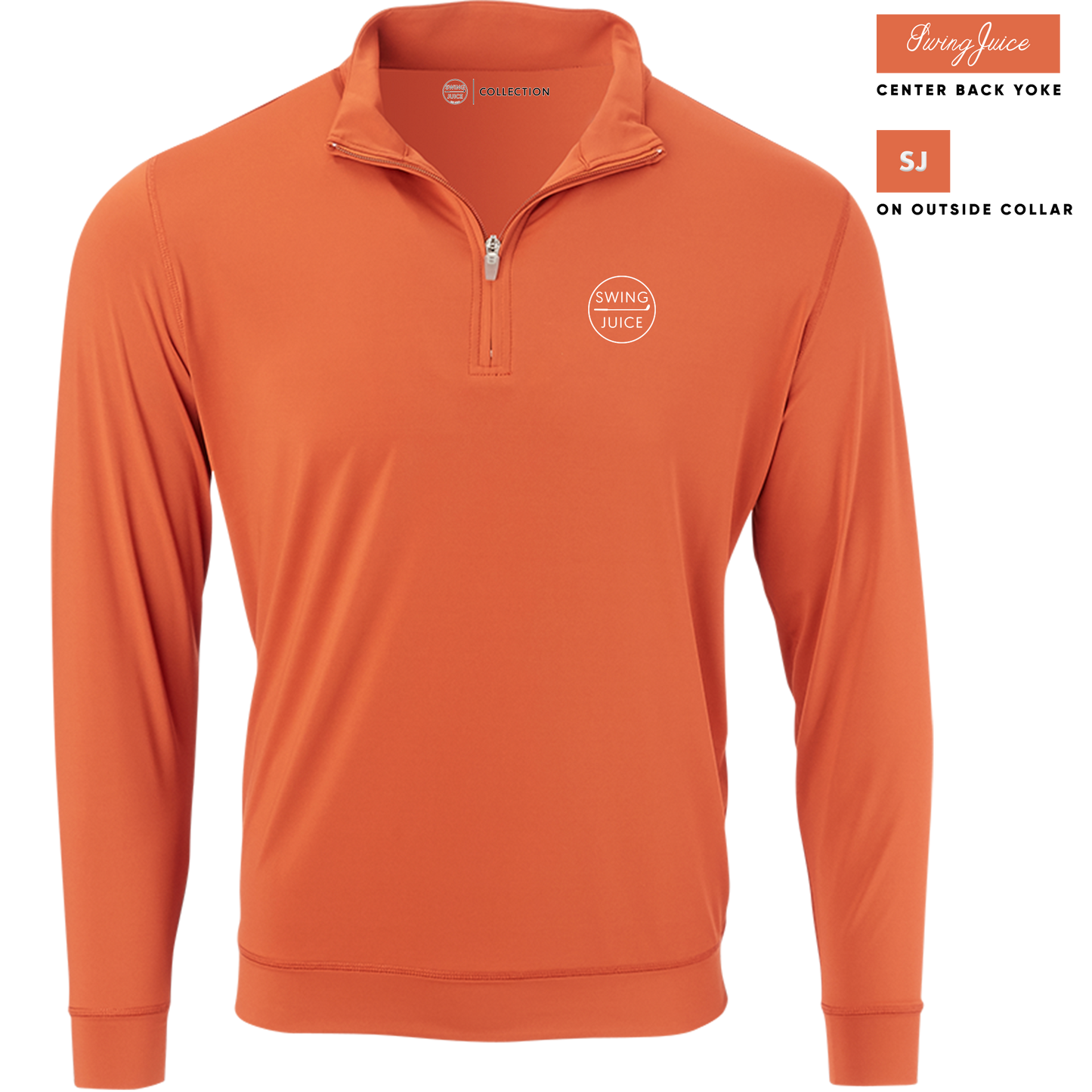 SwingJuice Golf Retro Solid Performance 1/4 Zip Long Sleeve Pullover-Burnt Orange