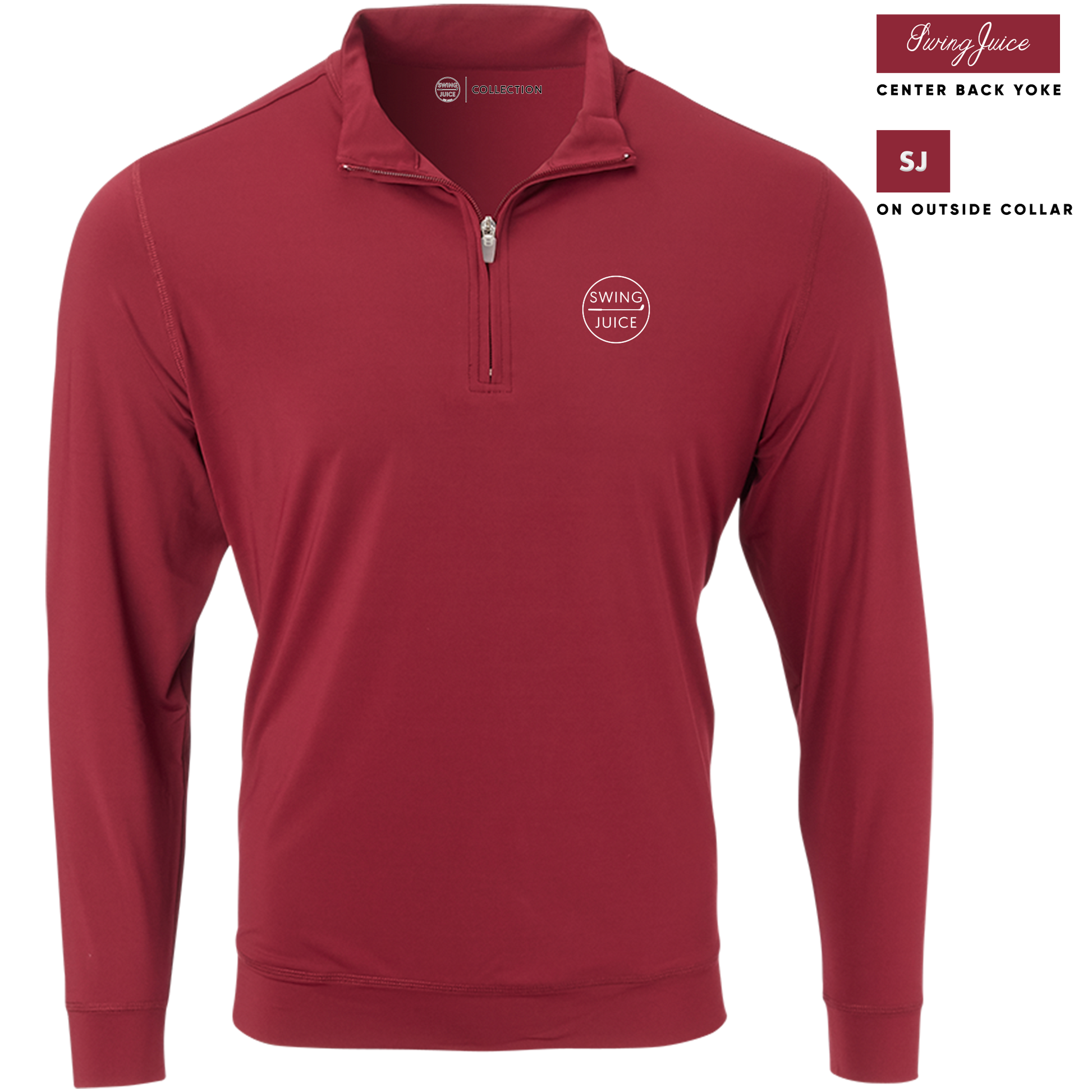 SwingJuice Golf Retro Solid Performance 1/4 Zip Long Sleeve Pullover-Merlot