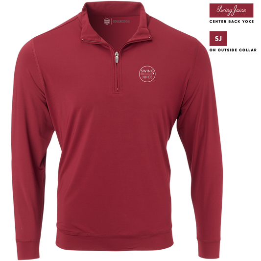 SwingJuice Golf Retro Solid Performance 1/4 Zip Long Sleeve Pullover-Merlot