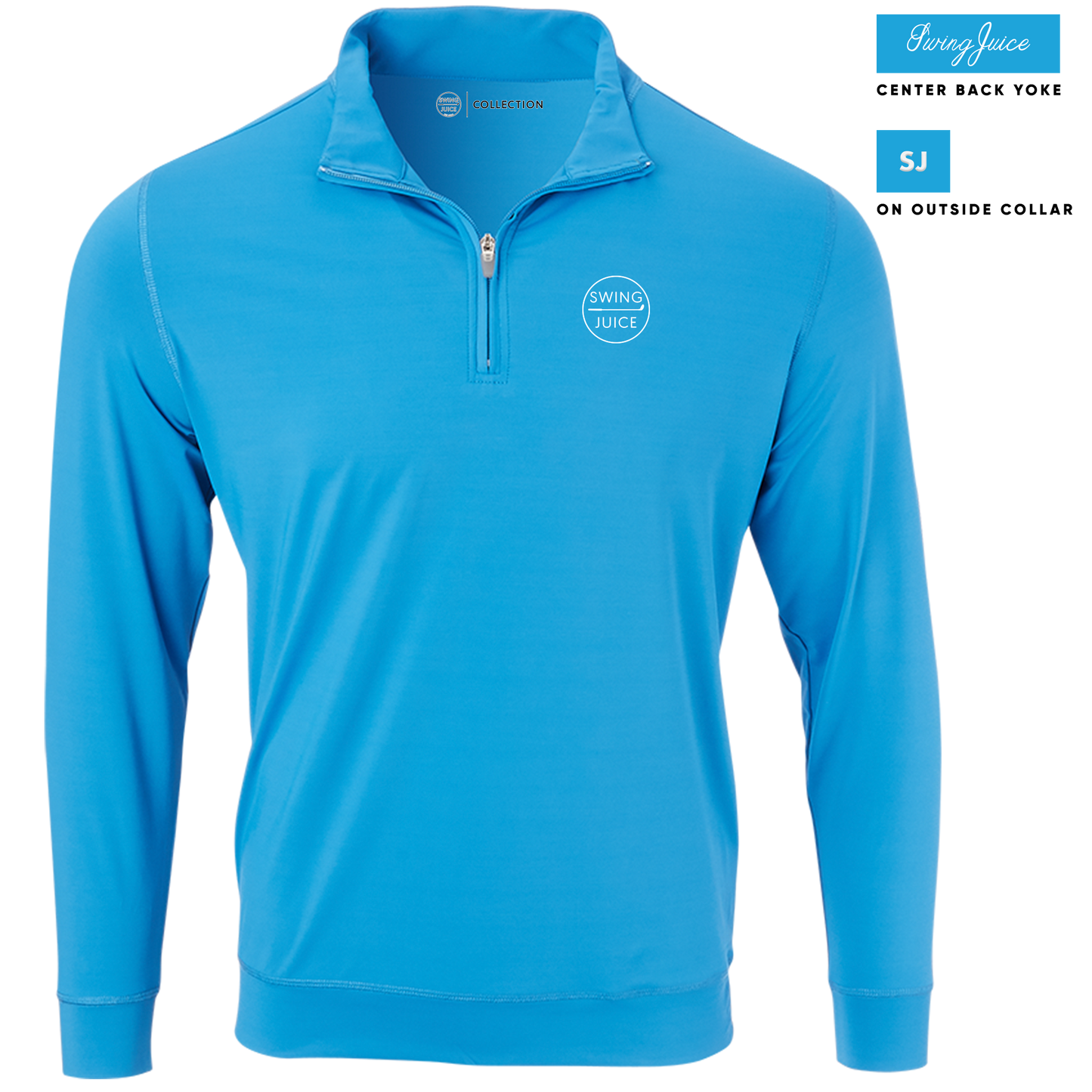 SwingJuice Golf Retro Solid Performance 1/4 Zip Long Sleeve Pullover-Nautical Blue