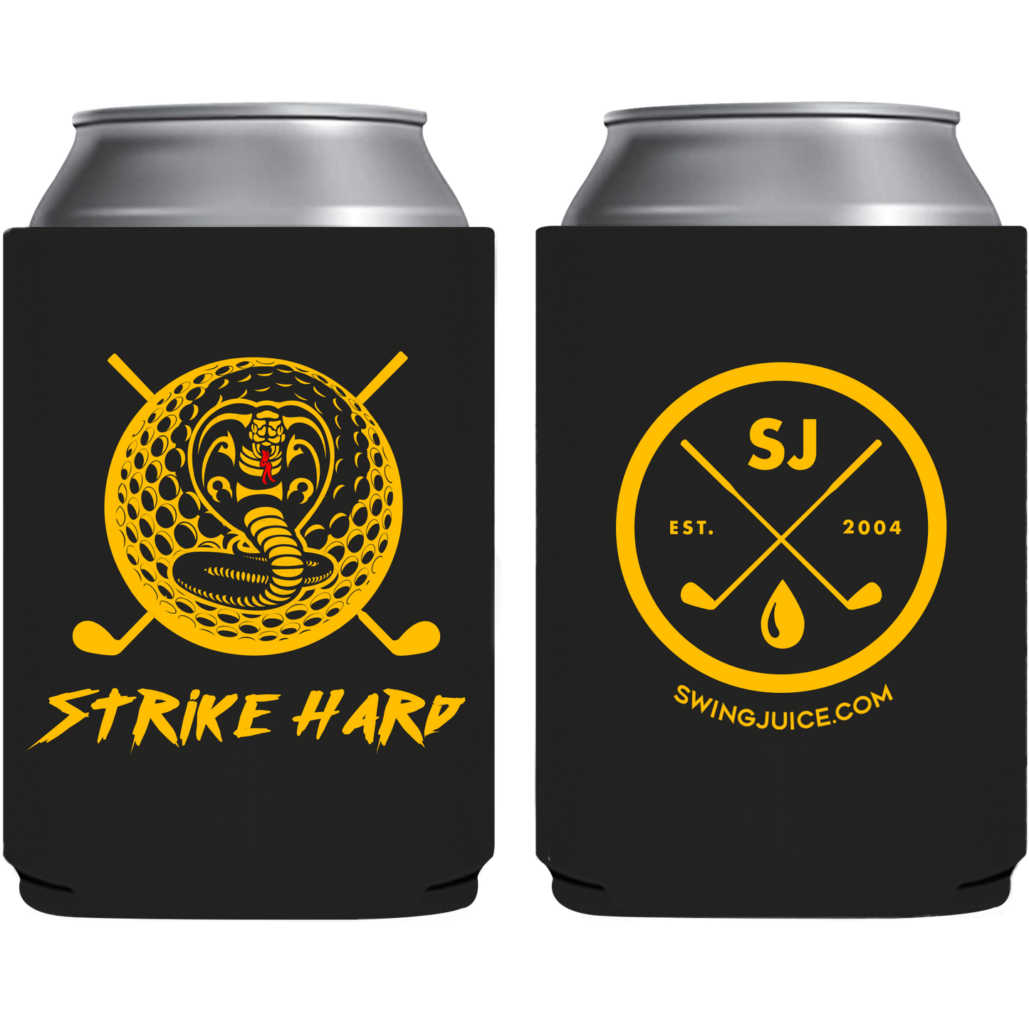 SwingJuice Golf Strike Hard Koozie-Black