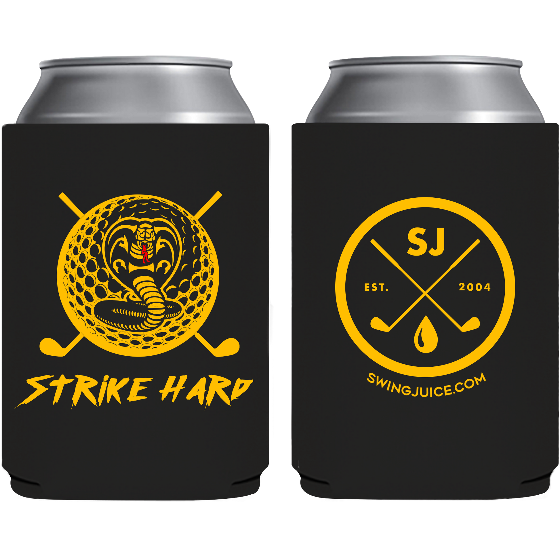 SwingJuice Golf Strike Hard Koozie-Black