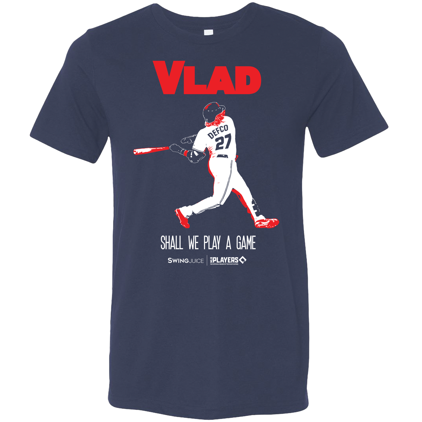 SwingJuice Baseball Vladimir Guerrero Jr MLBPA Unisex Short Sleeve T-Shirt-Navy