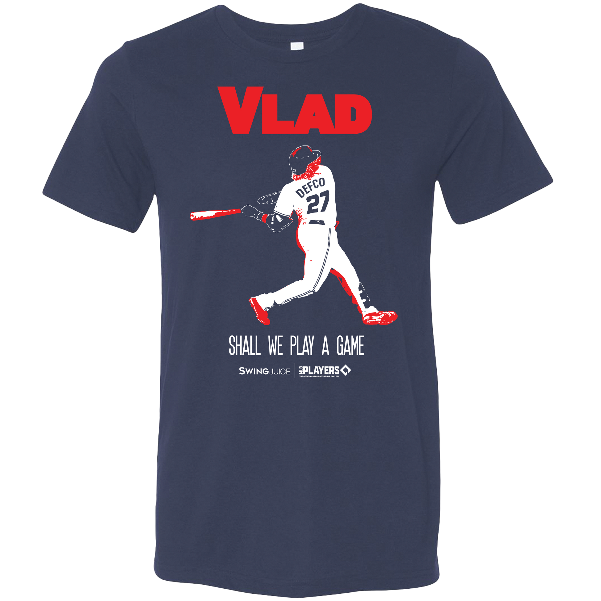 SwingJuice Baseball Vladimir Guerrero Jr MLBPA Unisex Short Sleeve T-Shirt-Navy