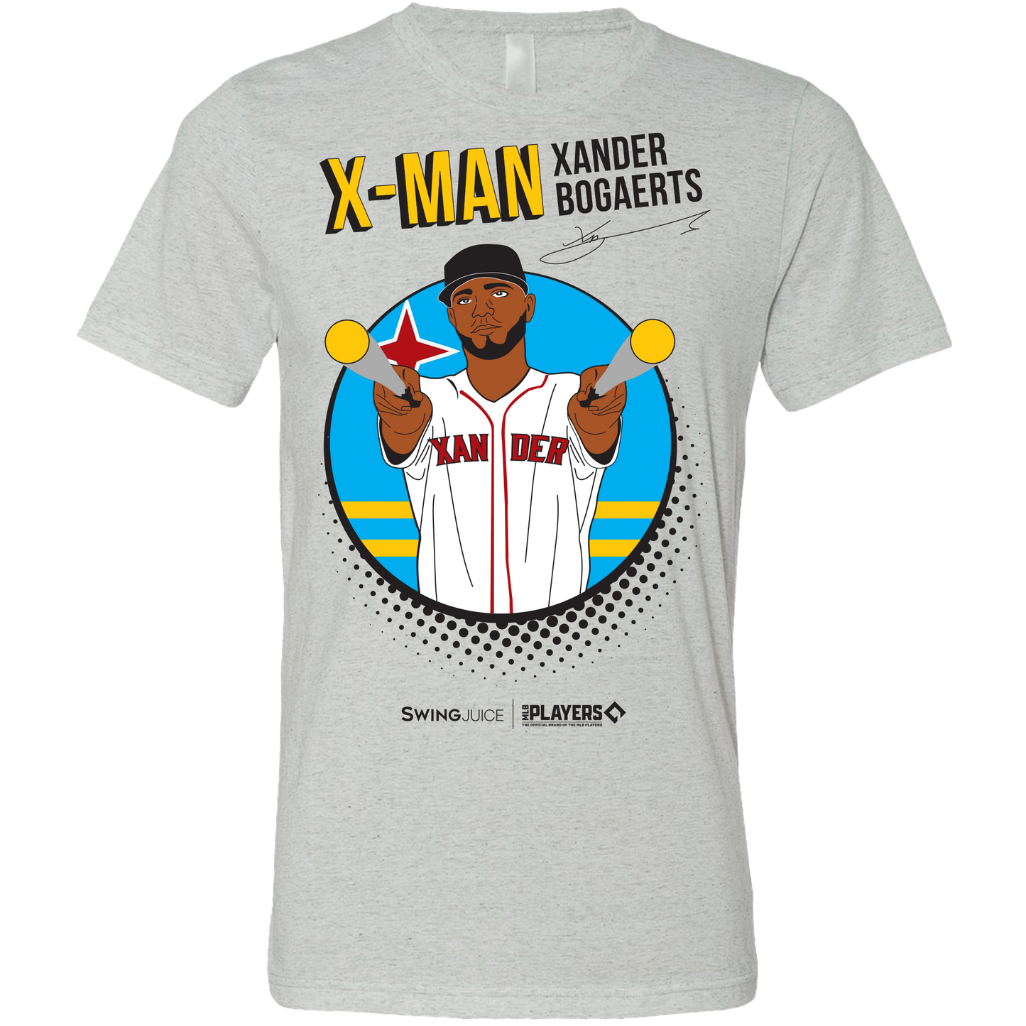 SwingJuice Baseball Xander Bogaerts MLBPA Unisex Short Sleeve T-Shirt-Light Grey